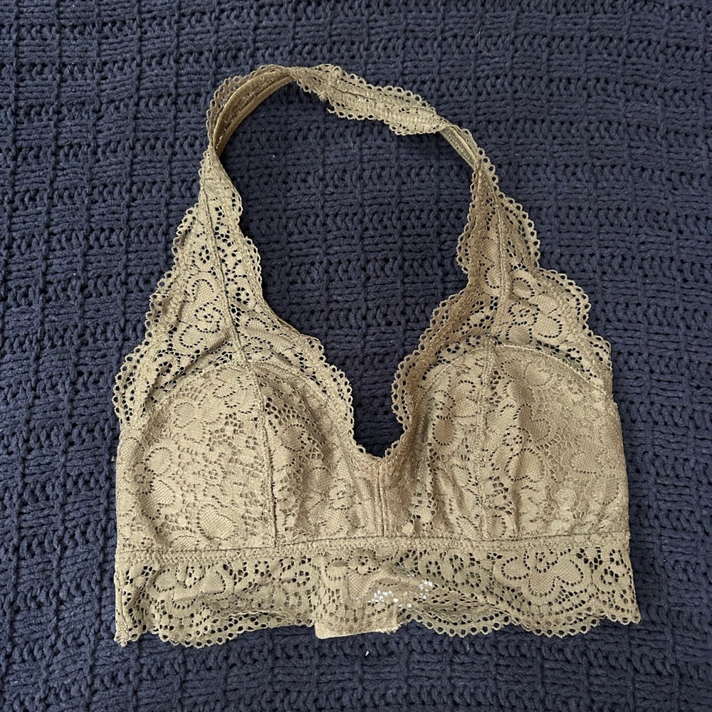 Aerie Lace Halter Bralette - Green